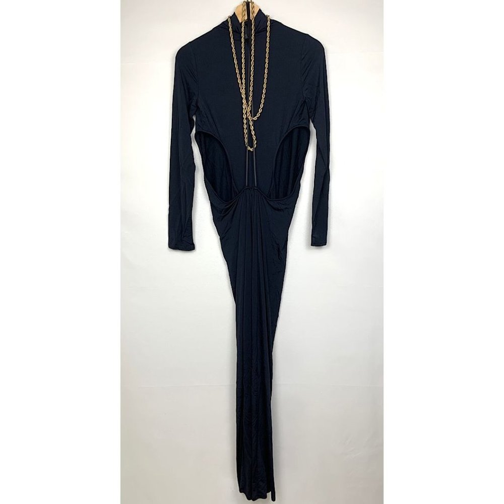 NEW Cult Gaia Genevieve Gown Cutout Long Sleeve Maxi Dress Black Gold XS - Picture 6 of 13